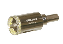 Коронка алмазная ПРАКТИКА "Профи" по керамограниту/керамике 25х70мм, пилотное сверло, (1шт) (917-590)