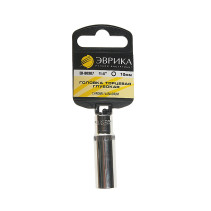 Головка торцевая 10мм 1/4" 6-гранная глубокая L=50мм (с держателем) ЭВРИКА ER-90307H 1/200