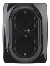 Розетка ЭРА Серия 12 12-2108-06 2X2P+E Schuko со шторками 16A-250В IP20 чёрный