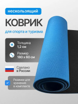 Non-slip travel mat/karemat,180 x 60 x 1.2 cm, blue, for hiking, fishing and hunting. Foam in the tent. Folding Yoga and Gymnastics mat