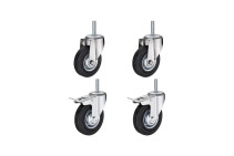 Set of bolt wheels d125mm: 2 swivel, 2 swivel with brakes.