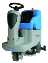 Scrubbing battery machine with an operator