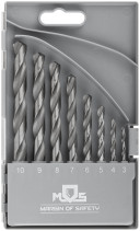 Set of HSS metal drills, 118° sharpening angle, layer. case, 8 pcs. (3-4-5-6-7-8-9-10 mm)