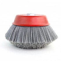 Щетка чашечная Д150*M14, ворс полимер-абразив P60 по дереву для УПМ УШМ (болгарка) (1-232)