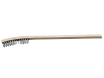 Manual radiator cleaning brush curved, 3 row, STA straight steel wire 0.25 mm, pile height 20 mm