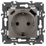 Розетка ЭРА Elegance 14-4108-16 2P+E 16A-250В со шторками с USB type-A+C 5В-3А титан