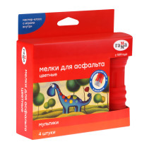 Crayons for asphalt Gamma "Cartoons" colored, 4 pcs., round, with holder, cardboard box