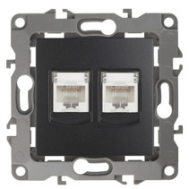 Розетка ЭРА Серия 12 12-3108-05 информационная двойная 2XRJ45 IP20 антрацит