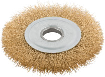 Корщетка дисковая прямая, посадочный диаметр 22,2 мм, стальная латунированная волнистая проволока 125 мм
