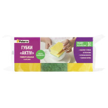 Губки кухонные AKTIV профильные, 3 шт. в уп., 65 х 85 х 44 мм, PATERRA