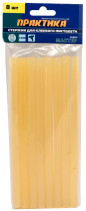 Клей для клеевого пистолета ПРАКТИКА желтый, прозрачный, 11 х 200 мм, 8 шт / пакет с подвесом (641-640)