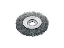 Cylindrical corrugated brush, D100 mm, width 12 mm, steel corrugated wire STA 0.30 mm, hexagonal mounting hole SW17