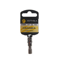 Насадка ER-93506H 1/4" DR 6-гранная 8мм (с держателем) ЭВРИКА 1/240