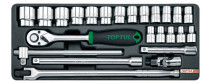 Набор головок и аксессуаров 1/2" 6-32 мм, 24 предмета, в ложементе TOPTUL GCAT2402