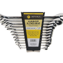 Набор ключей комбинированных ER-20624 трещоточных 12 предметов 6,8,10,11,12,13,14,15,17,19,22,24мм (на держателе) ЭВРИКА 5/10