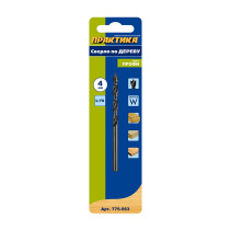 Wood drill bit PRACTICE 4 x 70 mm, W-sharpening, (1 pc.) blister, Profi series (775-563)