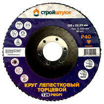 Круг лепестковый 125 мм Р40 Т29 PROFI Стройштуки фиолетовый чашка