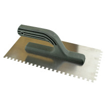 Гладилка зубчатая нержавеющая 130 х 280 мм, зуб 6х6мм, пласт.ручка, Чеглок (30)