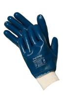 Protective gloves with full nitrile coating QUARTZ N cuffs - knitted elastic band, size 9(L), 12 pairs