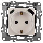 Розетка ЭРА Серия 12 12-4108-15 2P+E 16A-250В со шторками с USB type-A+C 5В-3А перламутр