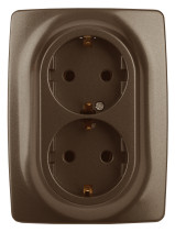 Розетка ЭРА Серия 12 12-2106-13 двойная с заземлением 2X2P+E Schuko 16A-250В IP20 бронза