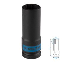 Головка торцевая ударная глубокая двенадцатигранная 1/2", 19 мм KING TONY 443019M