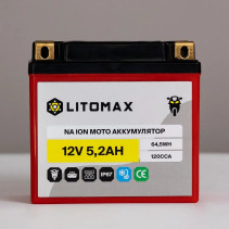 LITOMAX 12V 5.2Ah 64.5Wh 120CCA IP67 Sodium Starter Motor Battery