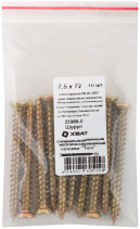 Special/window screw, yellow-massaged, Torx head, 7.5 x 72, (packing of 10 pcs)