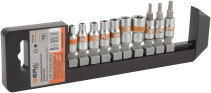 Set of TORX heads E4-E11 T15-T25 (DR1/4 , 10pr, holder) BERIL