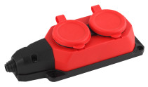 ERA K-2e-RED-IP44 rubber pad with grounding 2 sockets 16A IP44 red