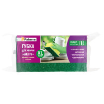 Губки кухонные AKTIV профильная, 1 шт. в уп., 130 х 65 х 43 мм, PATERRA