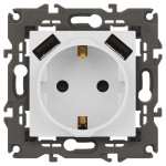 Розетка ЭРА Elegance 14-4109-01М 2P+E 16A-250В штор. с 2xUSB 5В-3А белый матовый