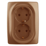Розетка ЭРА Серия 12 12-2108-14 2X2P+E Schuko со шторками 16A-250В IP20 медь
