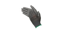 Nylon gloves Jade grey with polyurethane coating 12 pairs, size 9(L)