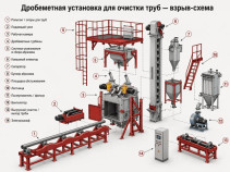 Дробеметная установка для очистки труб модель ДПУ(ПЧ)-1426-2МД