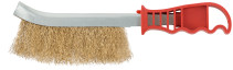 A brush with a curved plastic handle, latuned type B