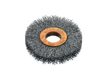 Щетка цилиндрическая гофрированная, Д75 мм, ширина 12 мм, стальная гофрированная проволока STA 0,20 мм, посадочное отверстие 16 мм