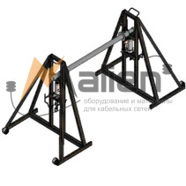 Hydraulic cable jack with bearings DK-3GP MALIEN, drums from No. 8 to No. 18, g/n up to 3 tons (set: 2 racks assembled with hydraulic jacks, 2 bearing units, axis 48/1750 mm with clamping shoes)
