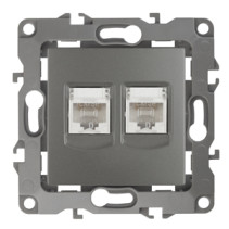 Розетка ЭРА Серия 12 12-3108-12 информационная двойная 2XRJ45 IP20 графит