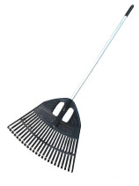 Plastic fan rake 23 teeth "Floks" black 500mm with aluminum handle