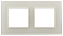 Frame for sockets and switches ERA Elegance 14-5102-02 for 2 posts, glass, ivory+plate bone, white base