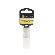 Головка торцевая 17мм 1/2" 6-гранная глубокая L=80мм (с держателем) ЭВРИКА ER-91510H 1/120