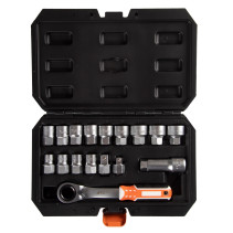 Socket set with accessories HEX 19 mm, 10-24 mm, 17 pieces AFFIX AF01917C
