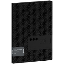 Папка на 4 кольцах Berlingo "DoubleBlack", 24 мм, 600 мкм, черная, D-кольца, с внутр. карманом, с рисунком