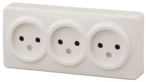 Розетка ЭРА Эксперт 11-2207-02 тройная 3х2P 16A-250В IP20 ОУ горизонт. слоновая кость