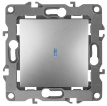 12-1102-03 ЭРА Выключатель с подсветкой, 10АХ-250В, IP20, Эра12, алюминий