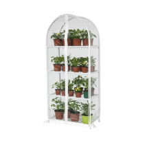 Greenhouse window sill greenhouse with rounded top Geoplastboard 46x24x100 cm 4 shelves color white
