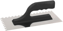Toothed trowel 8 x 8, stainless steel, 270 x 130 mm, plastic handle