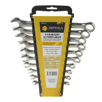 Набор ключей комбинированных (6,7,8,10,12,13,14,15,17,19мм) холдер 10 предметов CrV PRO ЭВРИКА 5/20