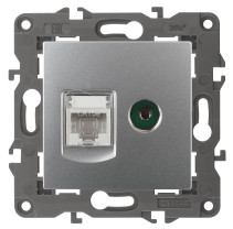 Розетка ЭРА Elegance 14-3110-03 RJ45+TV IP20 алюминий